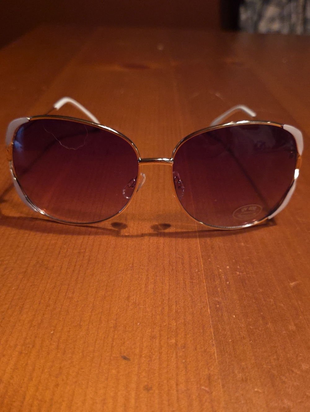 Women's Gradient Dark Lens Sunglasses - Classic Metal Frame With White Trim